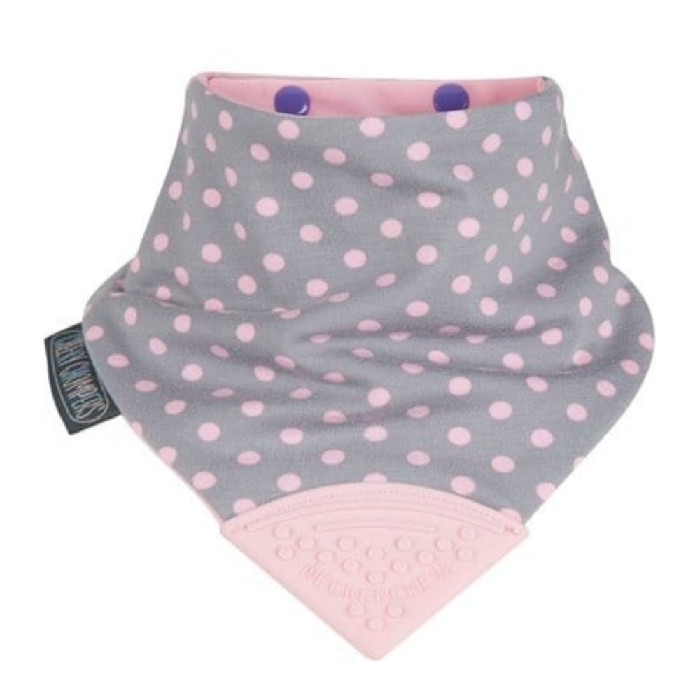 Cheeky Chompers Diş Kaşıyıcılı Fular Önlük Polka Dot Pink