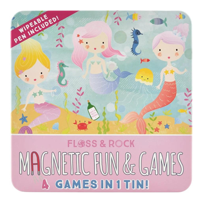 Floss & Rock Mıknatıslı Kutu Oyunları – 4'ü 1 arada /Mermaid