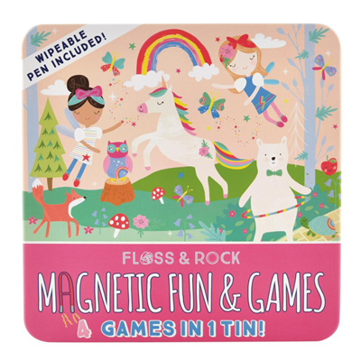 Floss & Rock Mıknatıslı Kutu Oyunları – 4'ü 1 arada / Rainbow Fairy