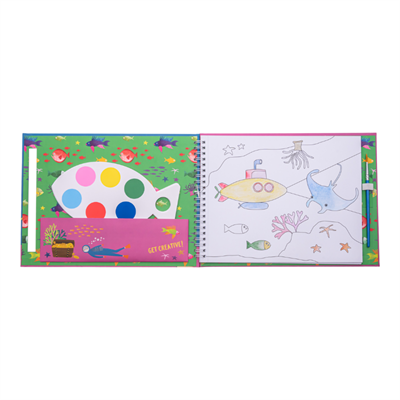 Floss & Rock Deep Sea Malblock Für Kinder – 8 Bilder, 8 Farbpaletten & Pinsel, Wasserbasierendes Malset