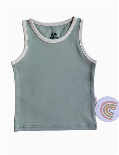 Little Basics Kolsuz Tshirt - Düz Modal Sage