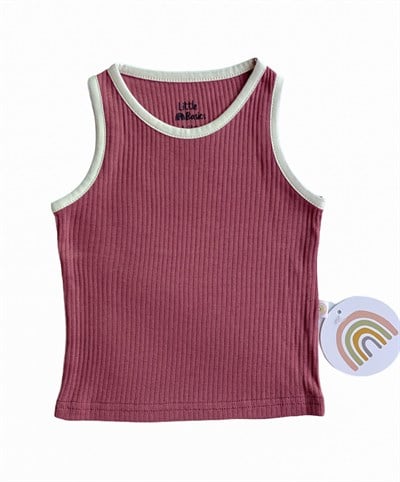 Little Basics Kolsuz Tshirt - Fitilli Gül Kurusu