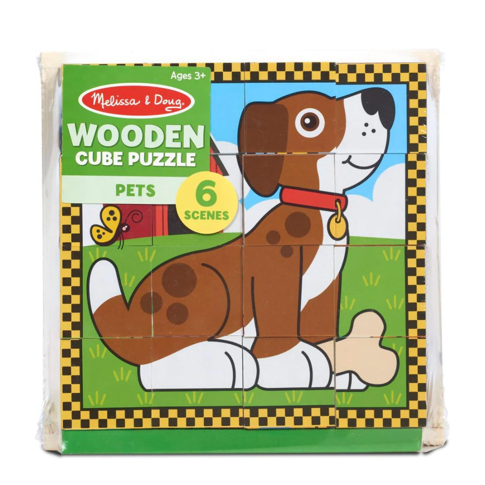 Melissa - Doug Ahşap 6lı Küp Yapboz - Evcil Hayvanlar