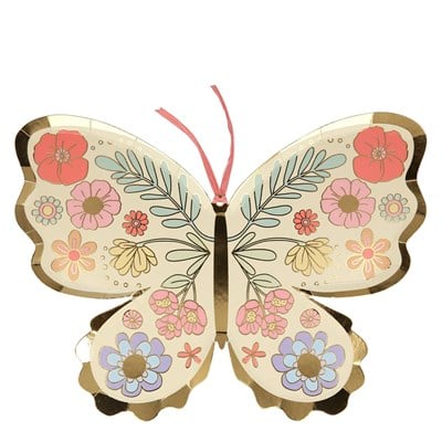 Meri Meri Tabak - Çiçekli Kelebek 8'li