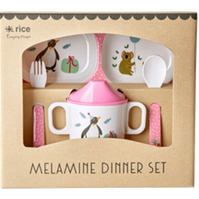 Rice Melamin Çocuk Yemek Takımı- Pink