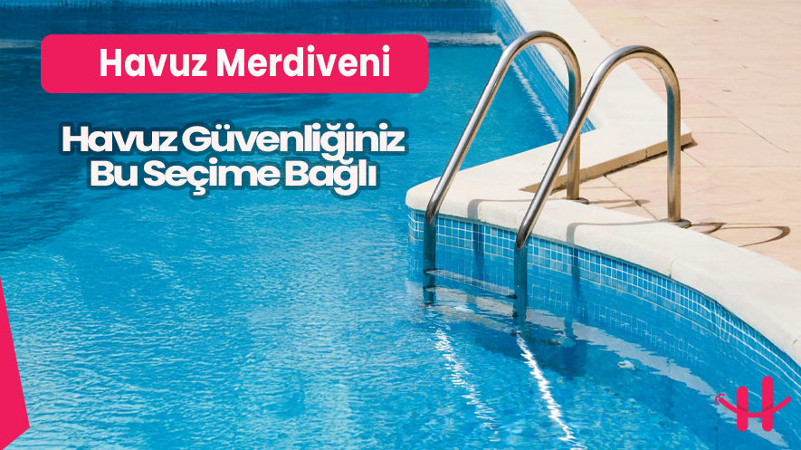 Paslanmaz çelik modern havuz merdiveni ve şık havuz kenarı görüntüsü