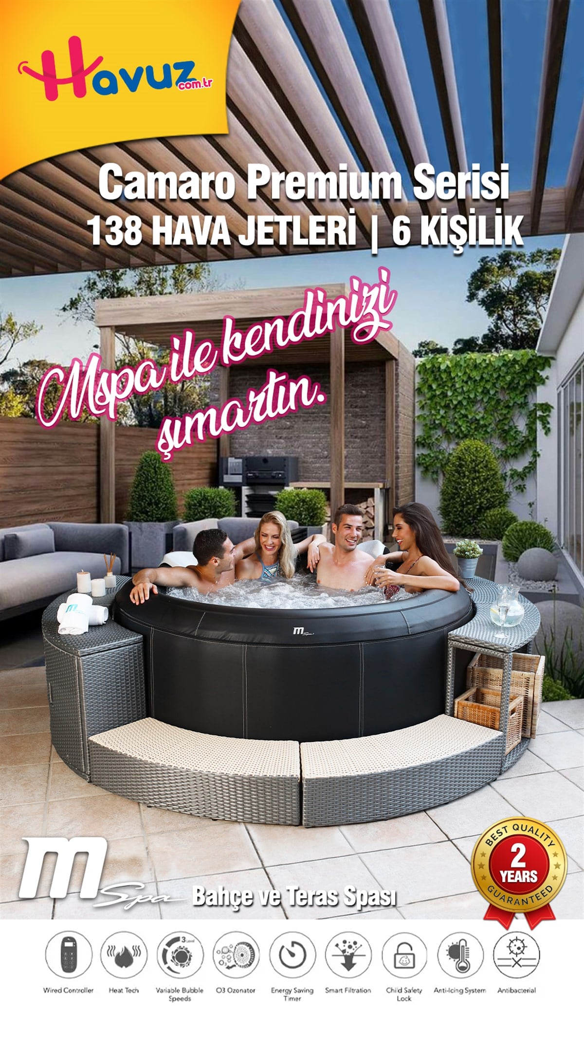 SaunaMSPASpa Jakuzi Camaro Havuz P-CA069 6 Kişilik / havuz.com.tr