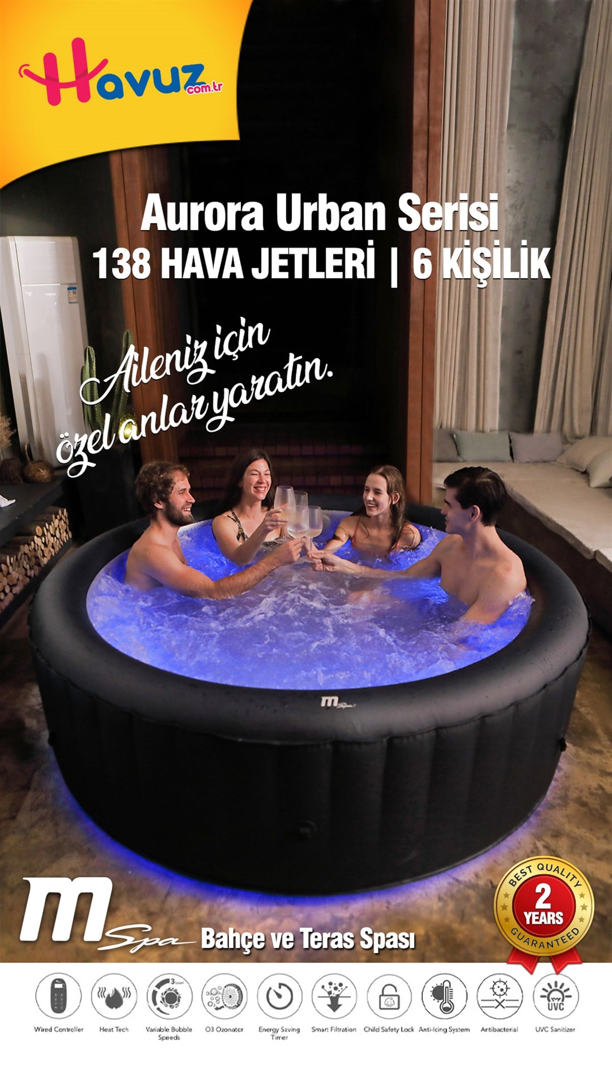 SaunaMSPASpa Jakuzi Urban Aurora Havuz 6 Kişilik / havuz.com.tr