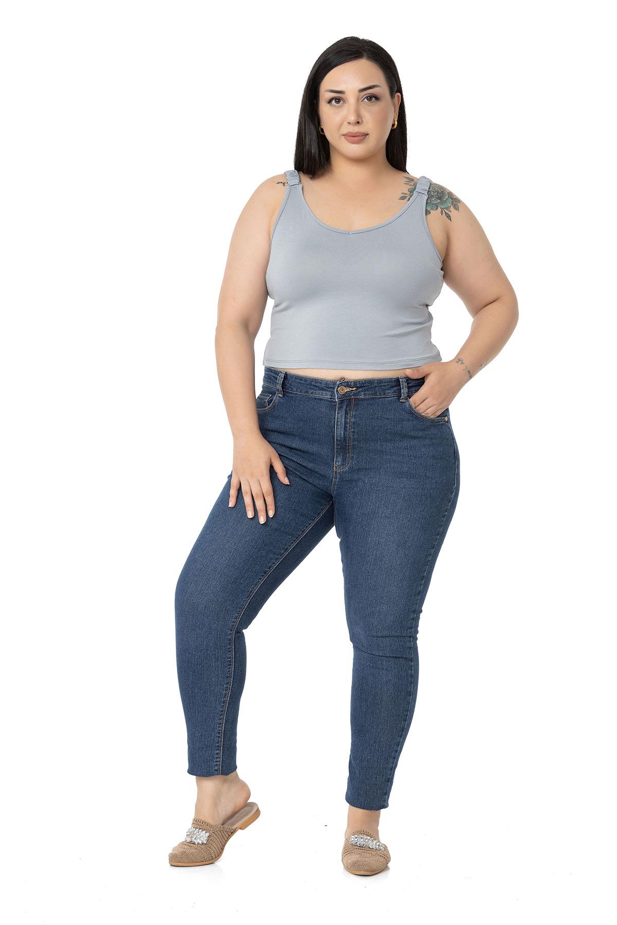 Büyük Beden Askıları Büzgülü Drapeli Crop Gri Body