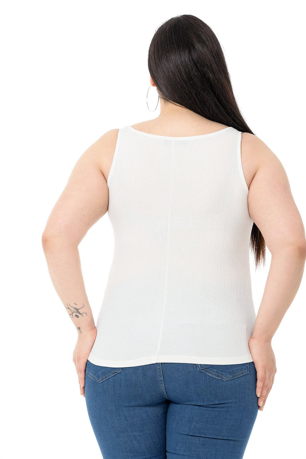Büyük Beden Askılı Bürümcük Beyaz Body
