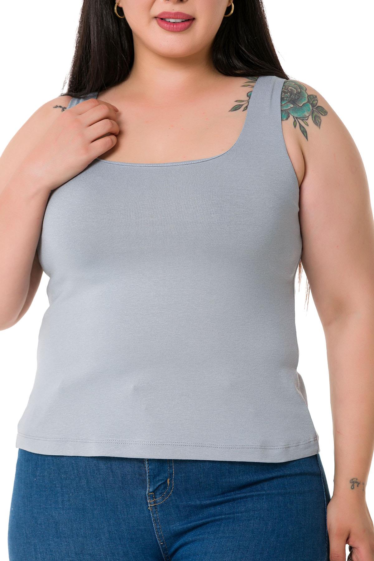 Büyük Beden Askılı Yarım Astarlı Viskon Açık Gri Body