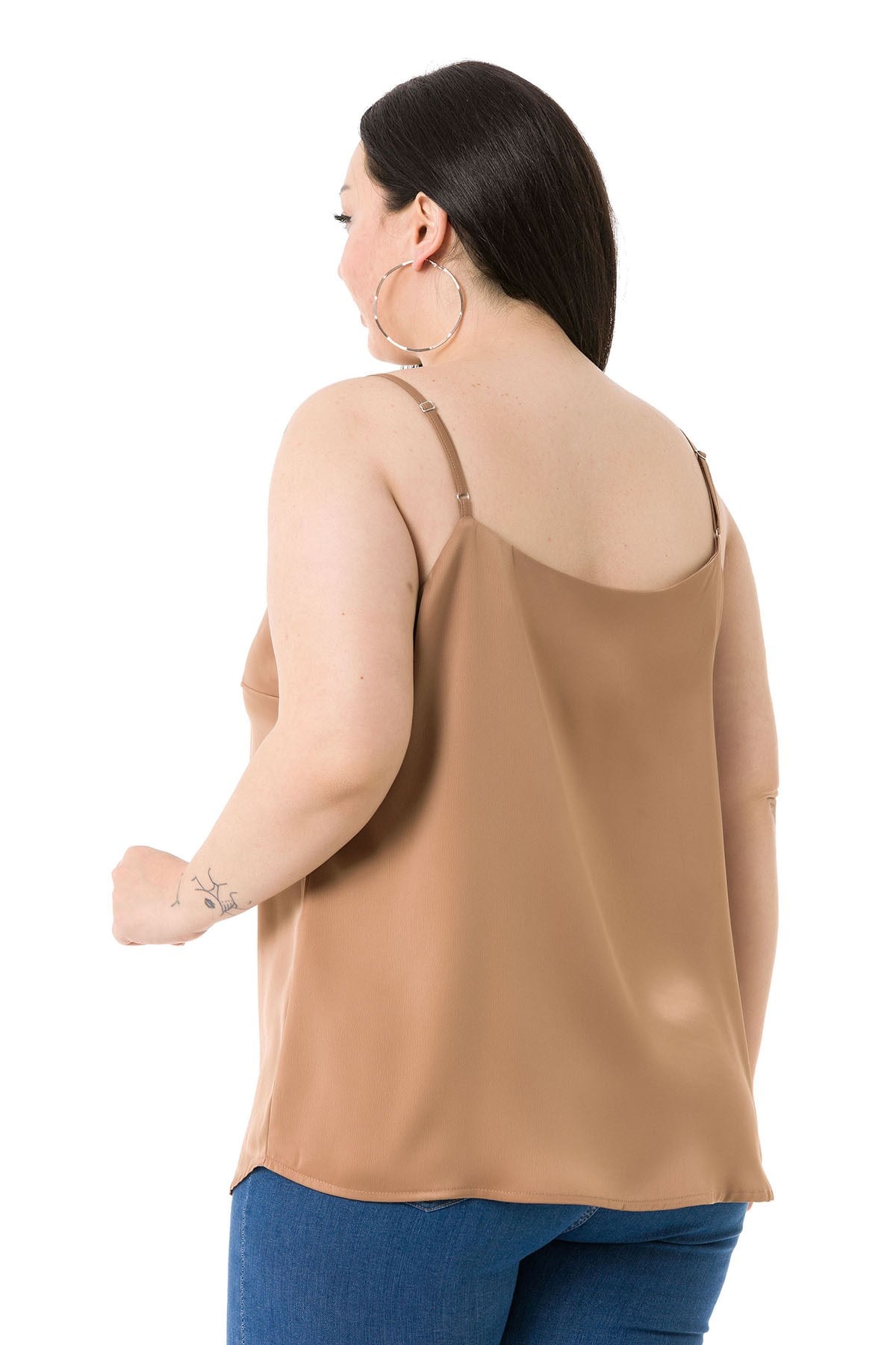 Plus Size Adjustable Thin Straps Satin Mink Blouse