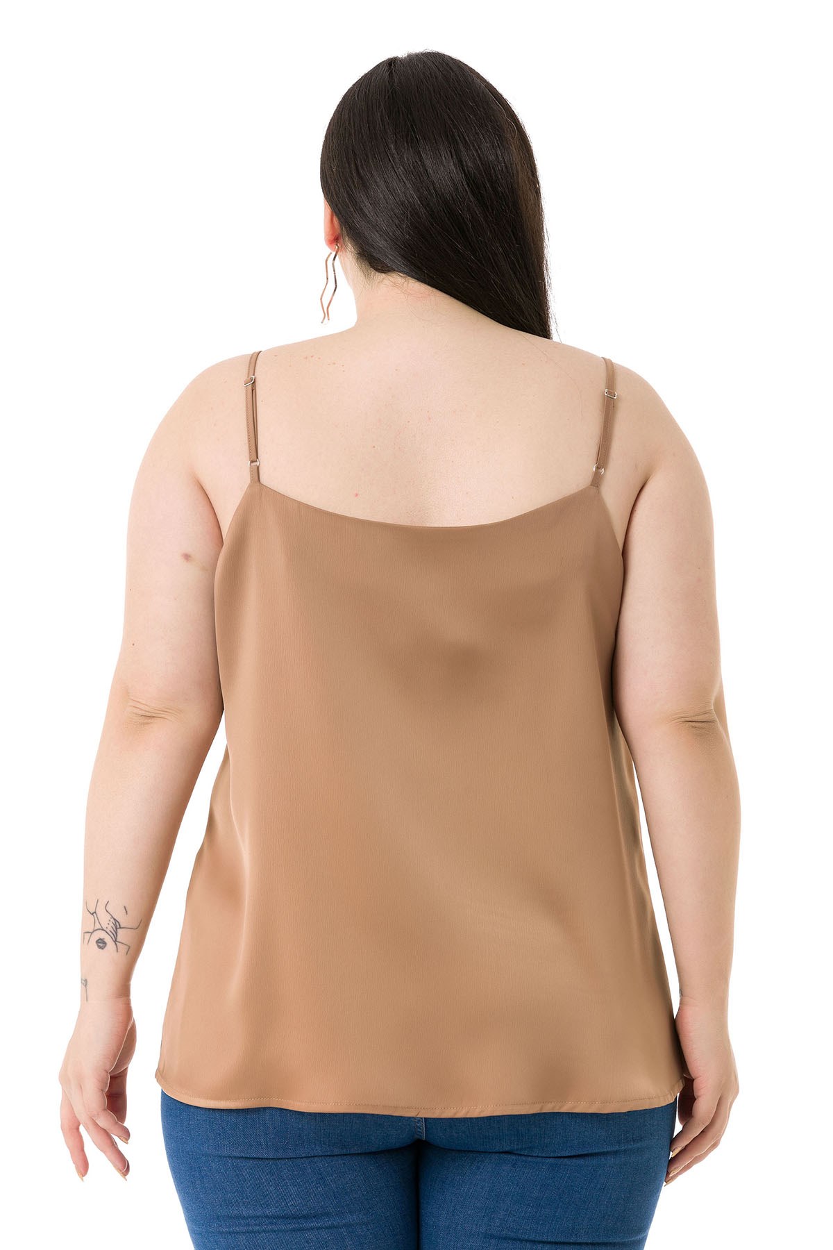 Plus Size Adjustable Thin Straps Satin Mink Blouse
