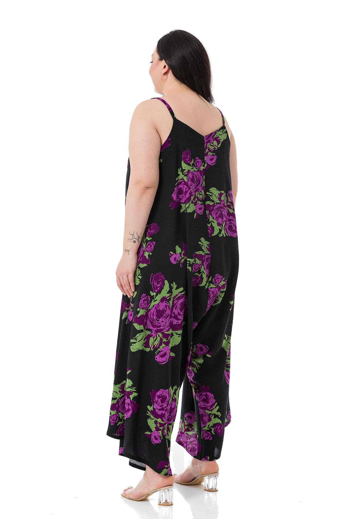 Plus Size Woven Viscose Lilac Floral Jumpsuit