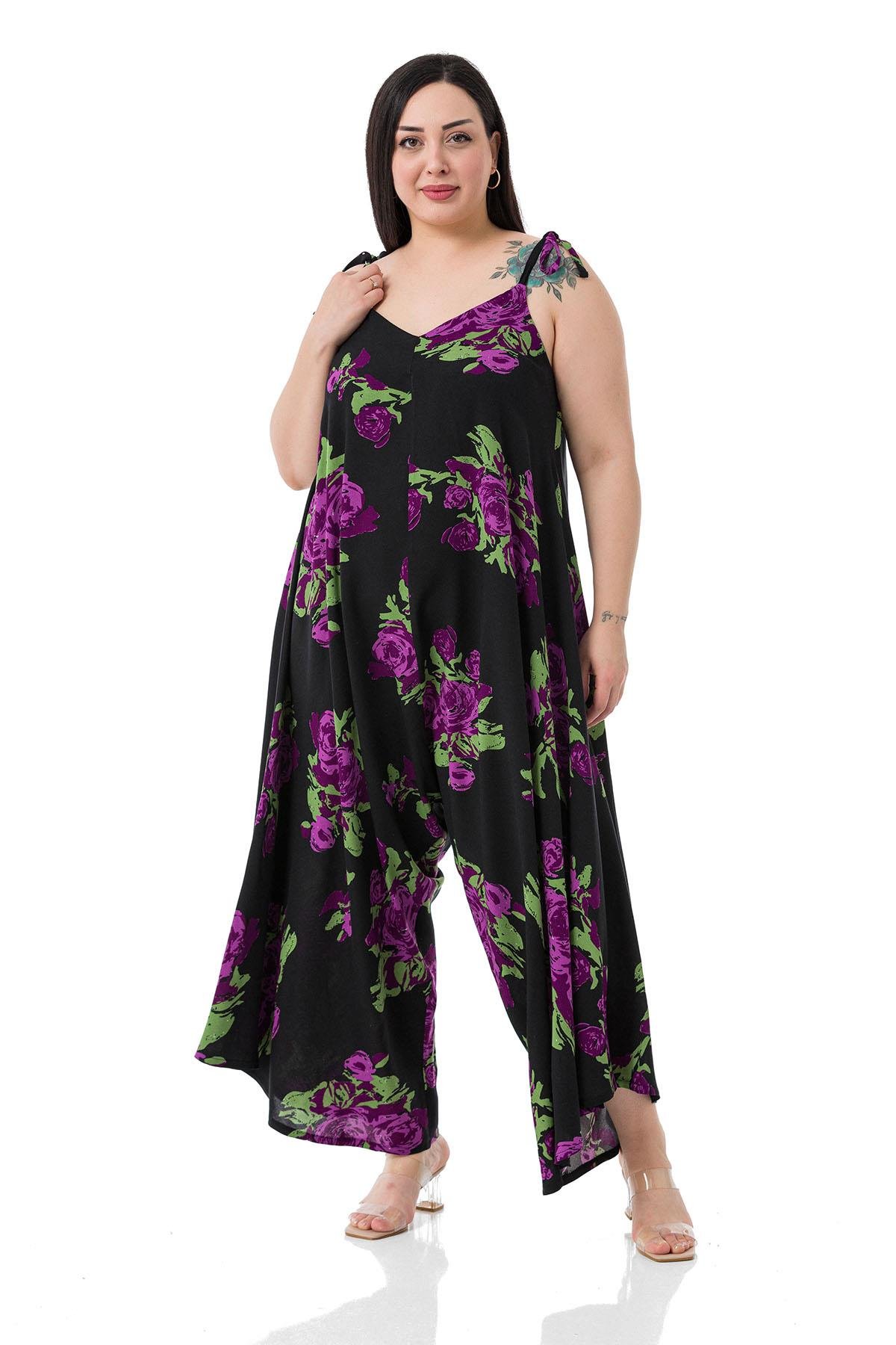 Plus Size Woven Viscose Lilac Floral Jumpsuit