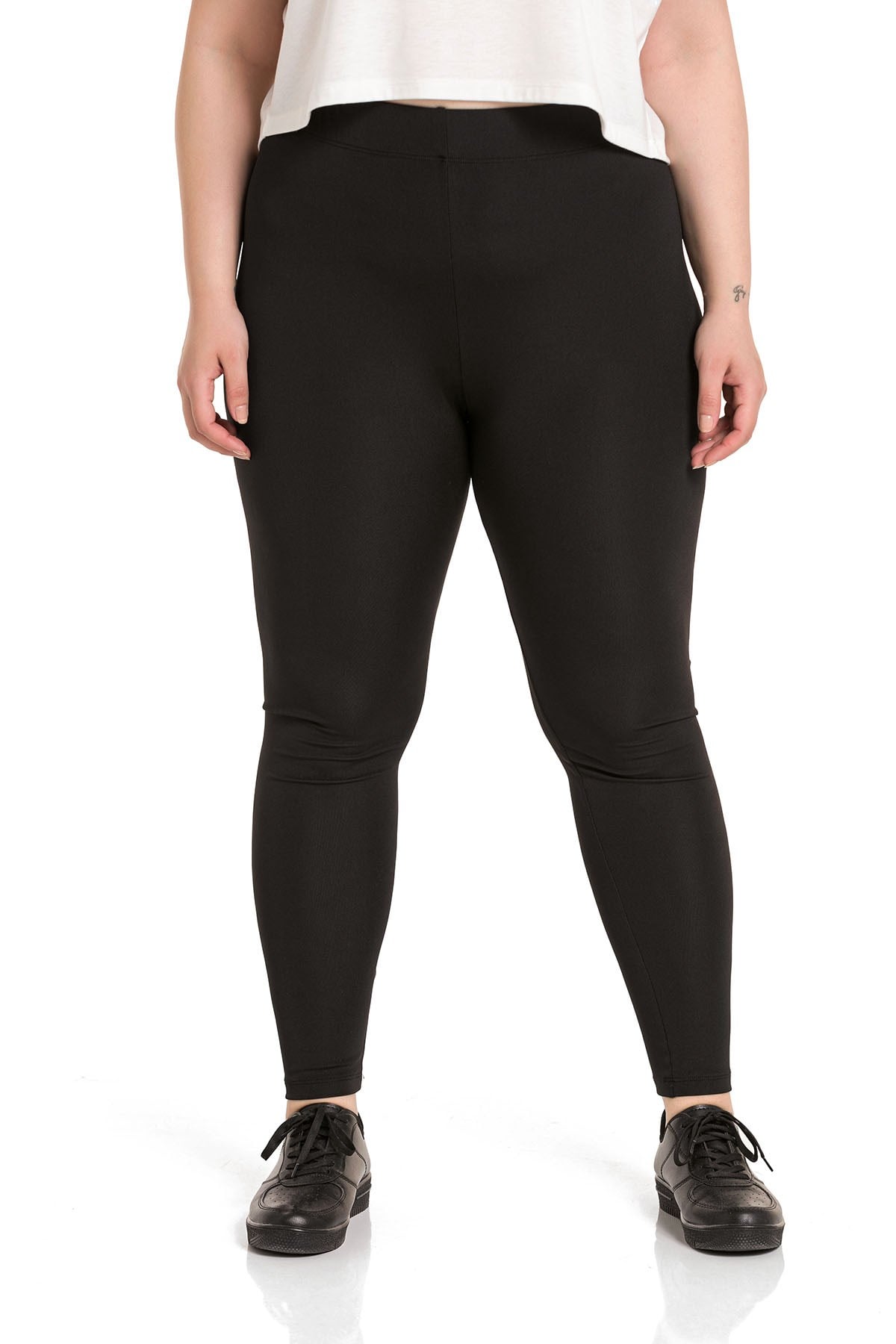 Plus Size Black Tights with Elastic Waist and Ankle Length