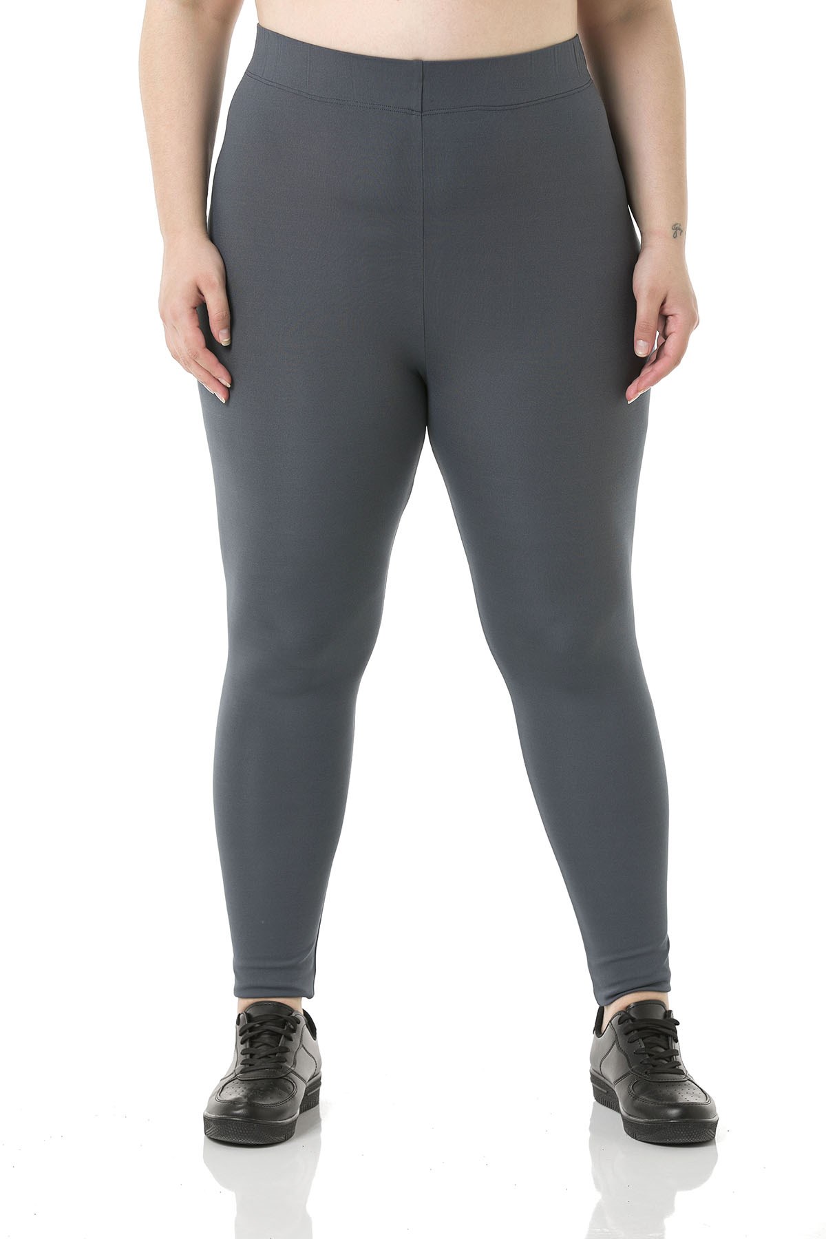Plus Size Claret Gray Tights with Elastic Waist and Ankle Length