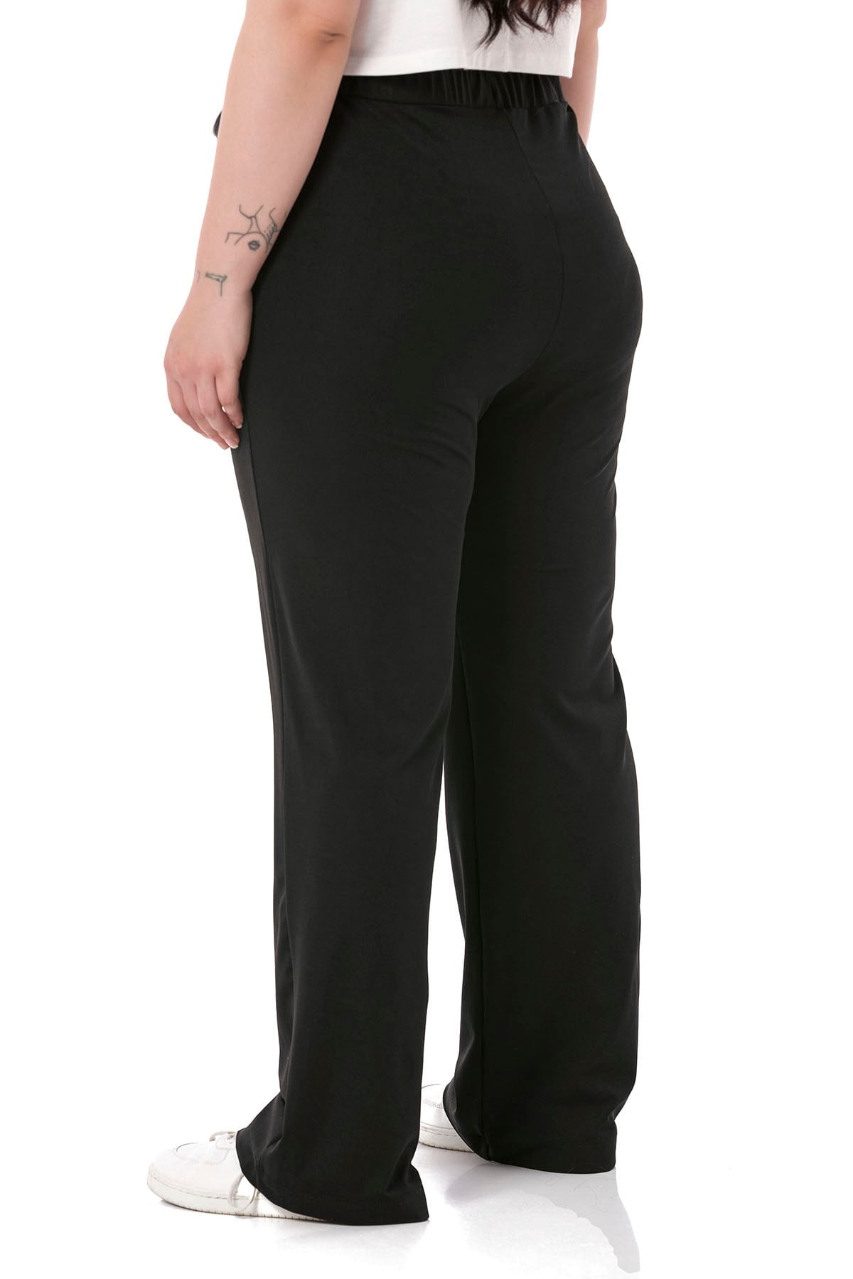 Plus Size Black Diver Trousers with Elastic Waist