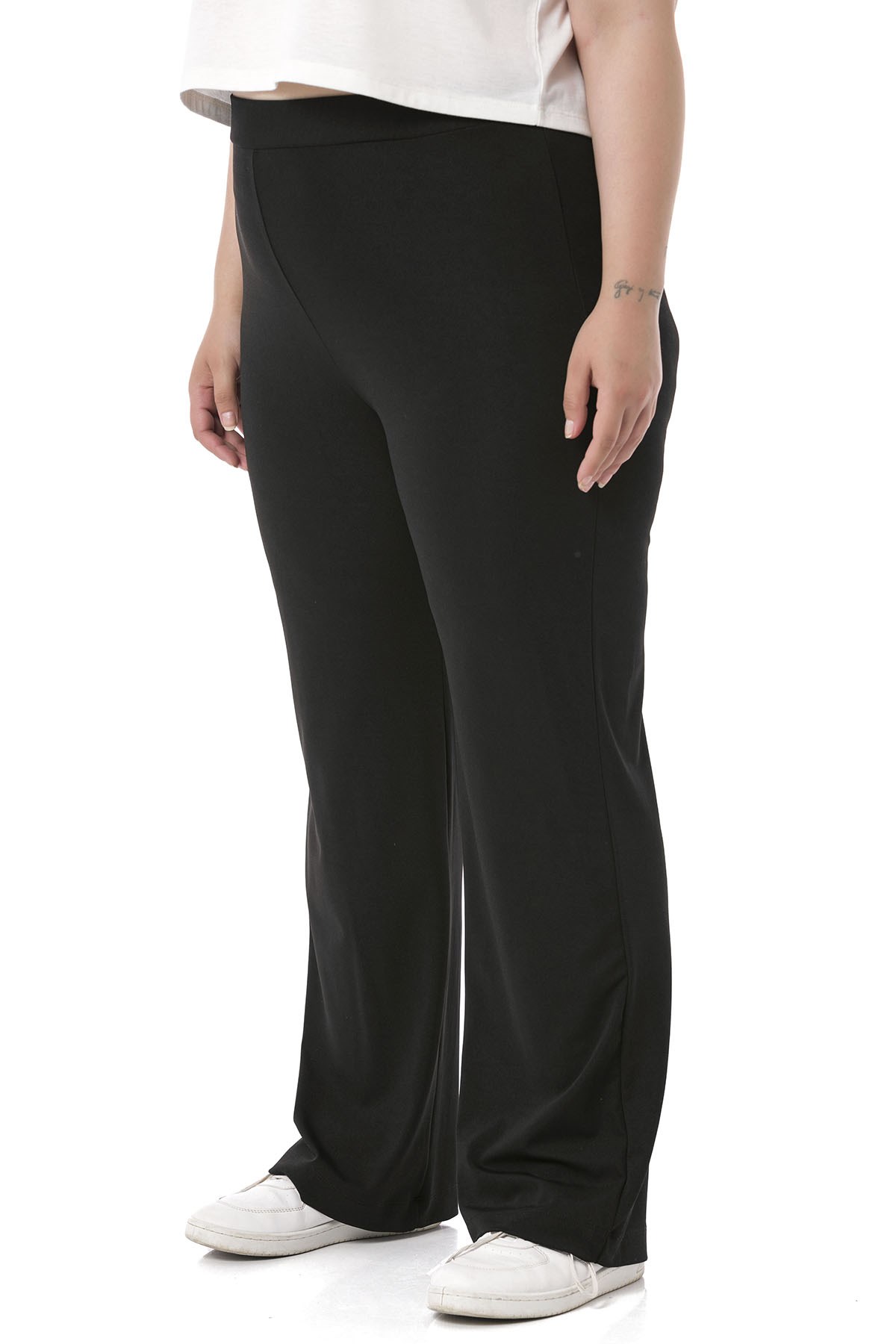 Plus Size Black Diver Trousers with Elastic Waist