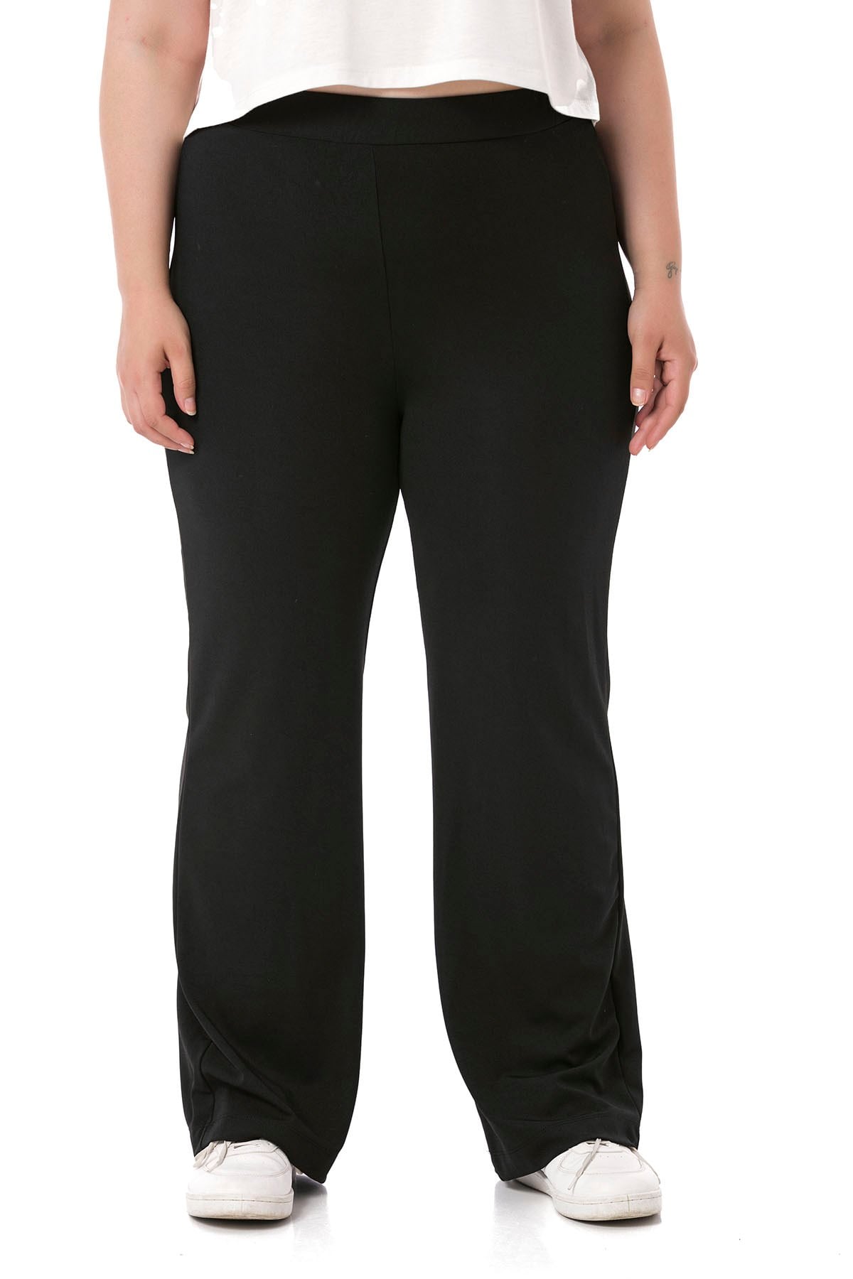 Plus Size Black Diver Trousers with Elastic Waist