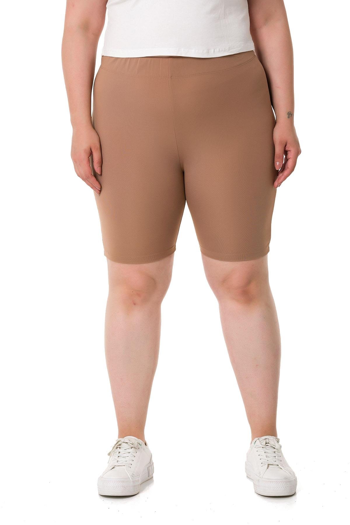 Büyük Beden Beli Lastikli Diz Üstü Vizon Bayan Tayt 