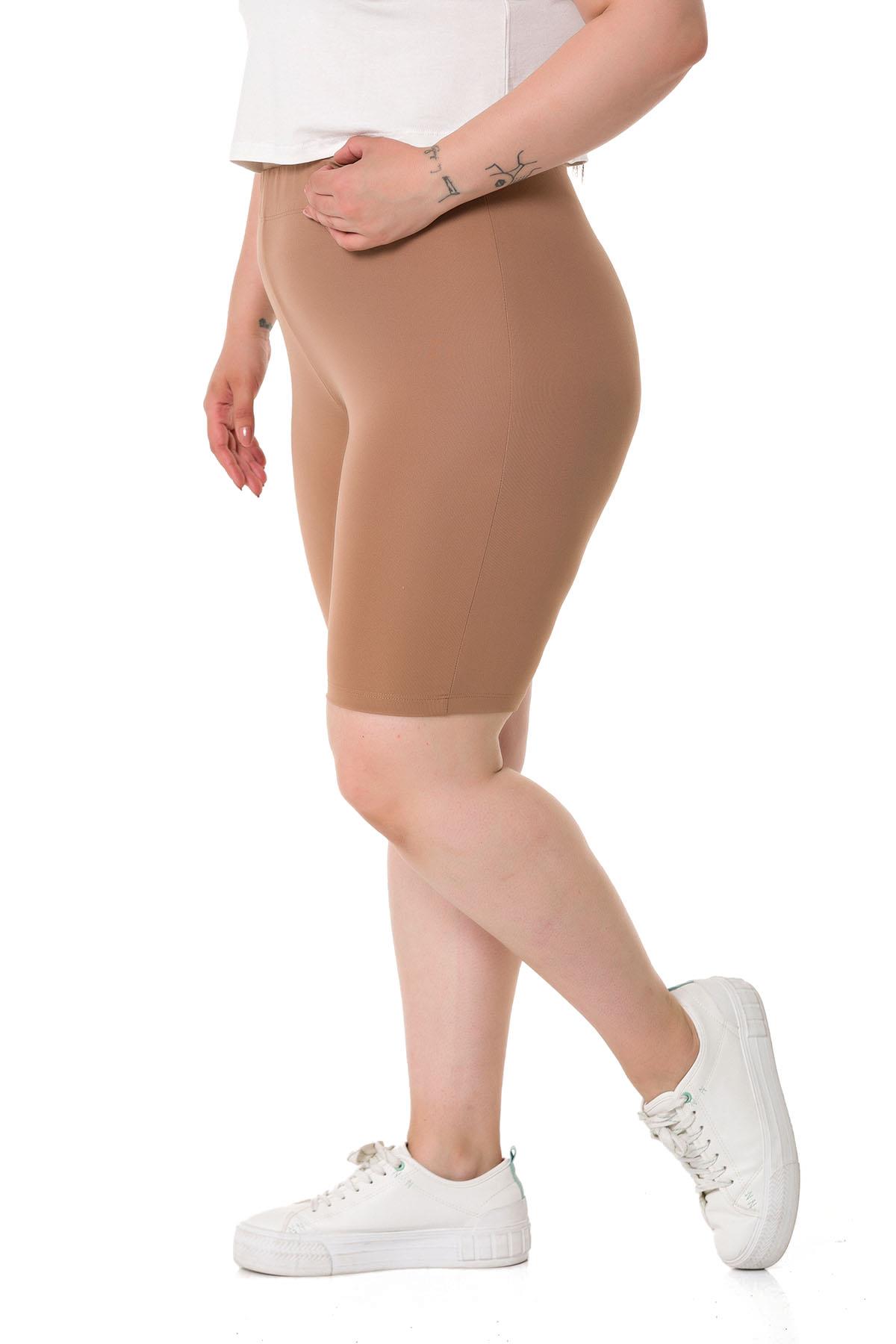 Büyük Beden Beli Lastikli Diz Üstü Vizon Bayan Tayt 