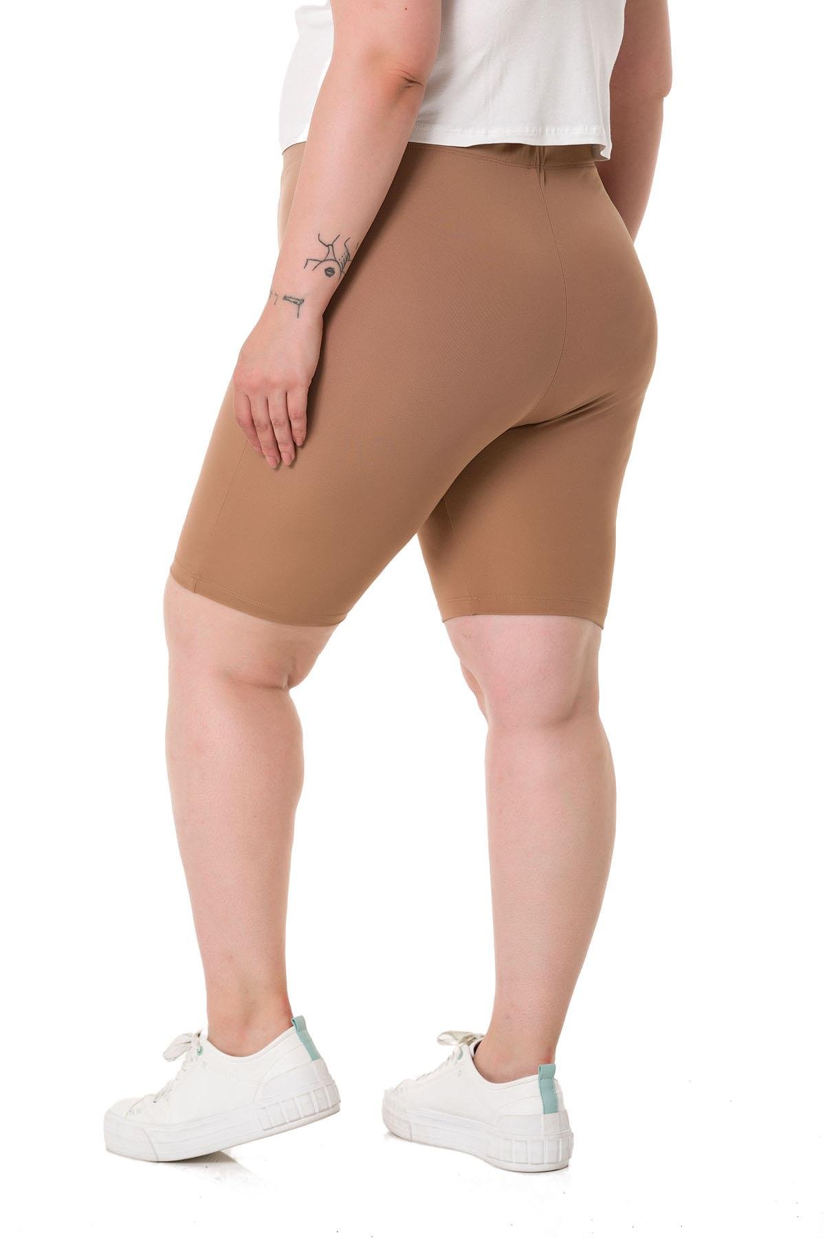 Büyük Beden Beli Lastikli Diz Üstü Vizon Bayan Tayt 