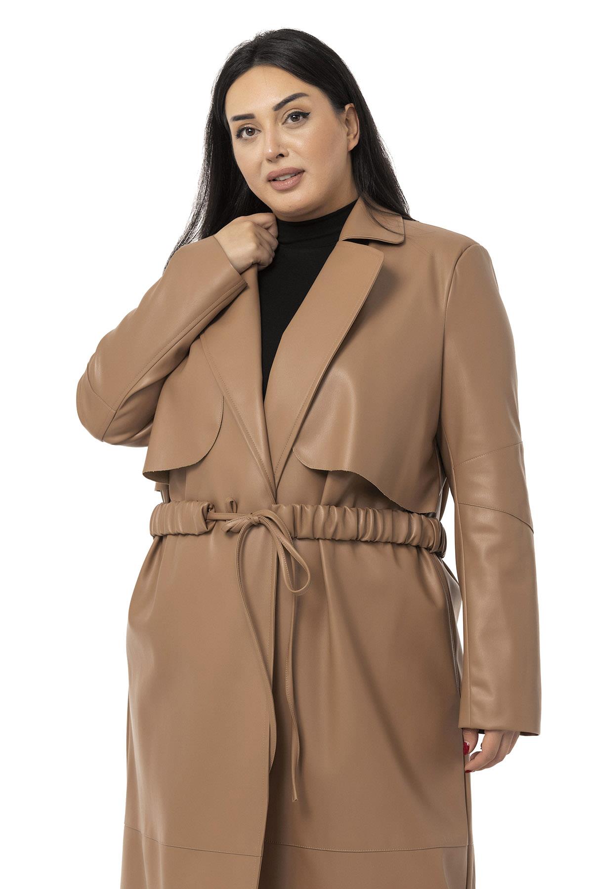 Plus Size Windbreaker Long Leather Lined Mink Coat