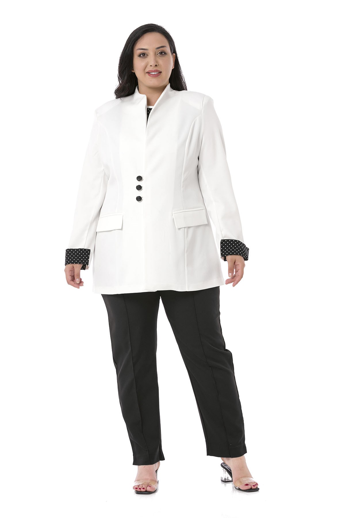 Plus Size Jacket Blouse White Suit