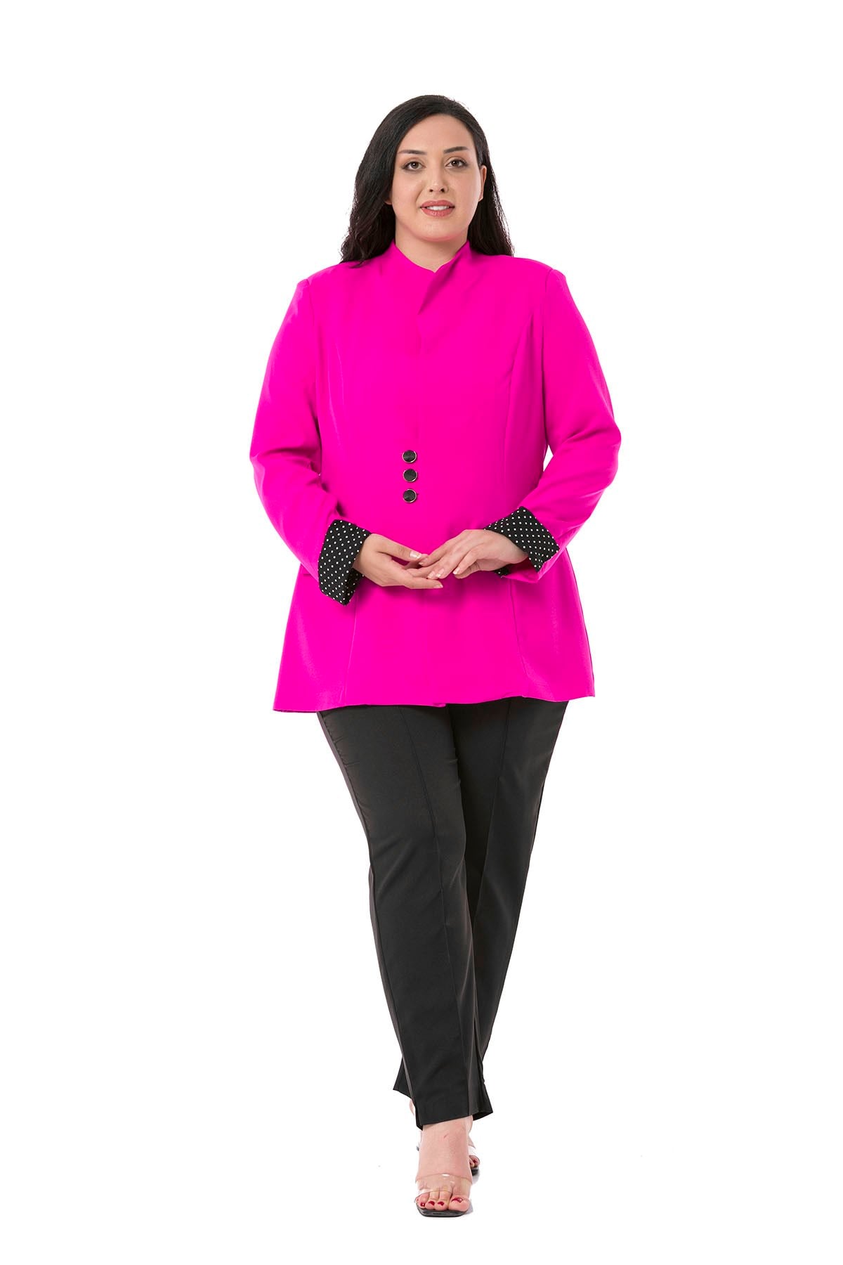 Plus Size Jacket Blouse Fuchsia Suit