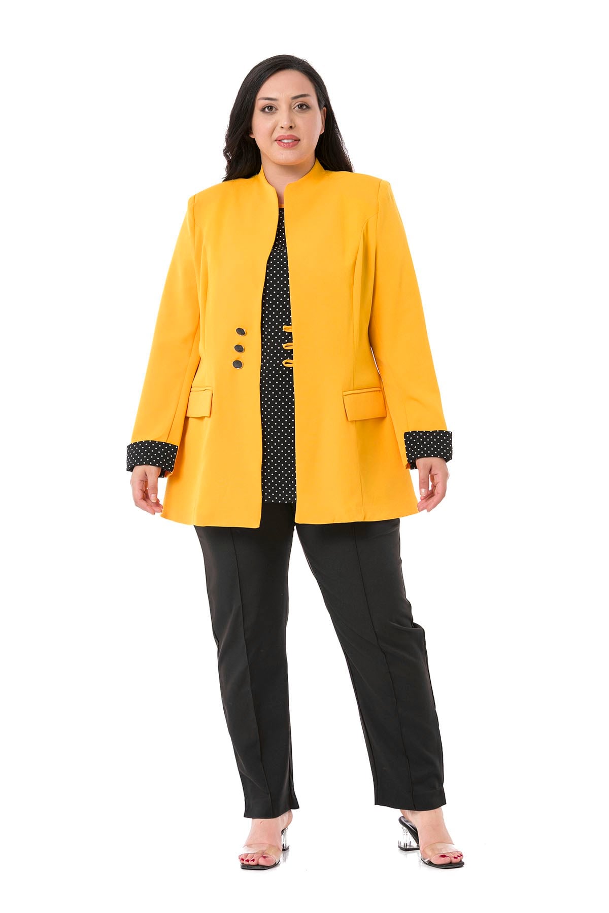 Plus Size Jacket Blouse Mustard Suit