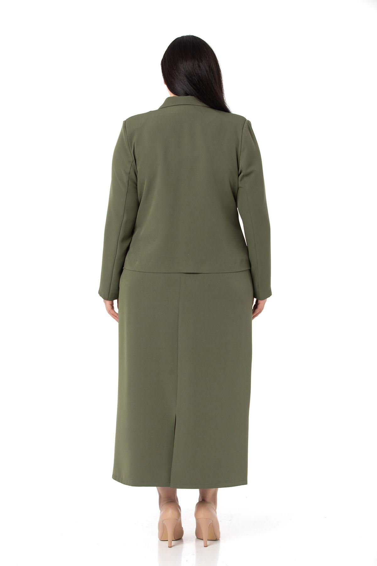 Plus Size Skirt Jacket Khaki Suit