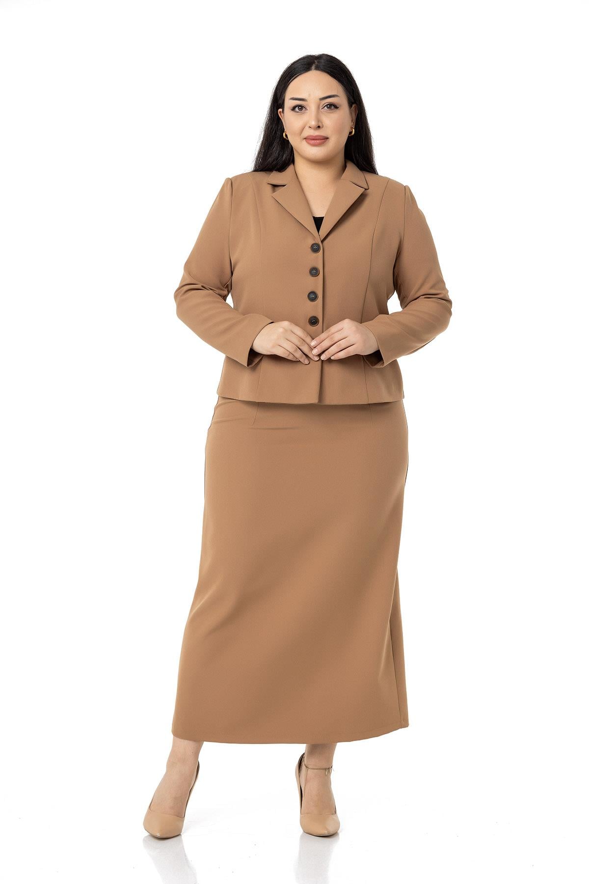 Plus Size Skirt Jacket Mink Suit