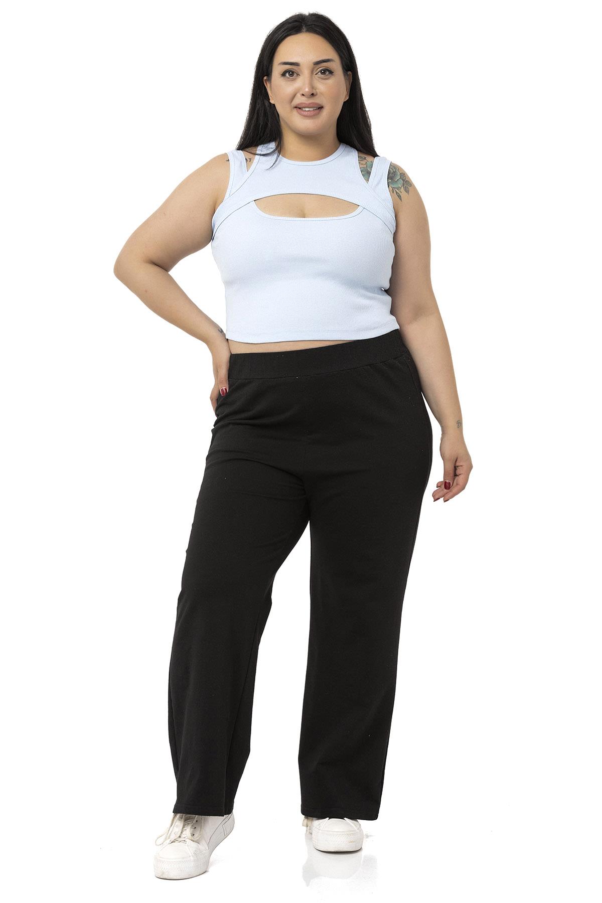 Büyük Beden Göğüs Dekolteli Fitilli Kaşkorse Bebe Mavi Body