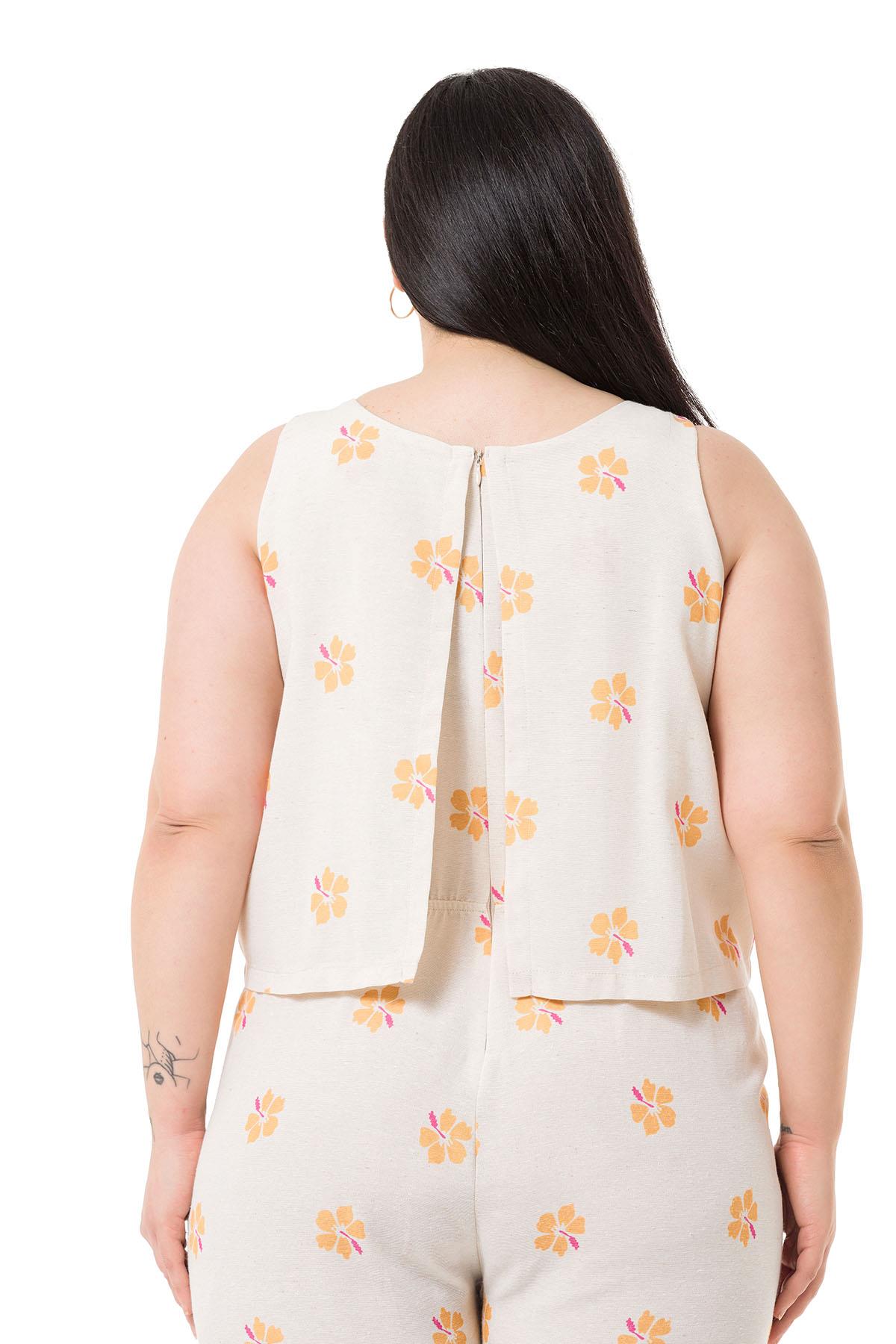 Plus Size Thick Strap Yellow Floral Jumpsuit