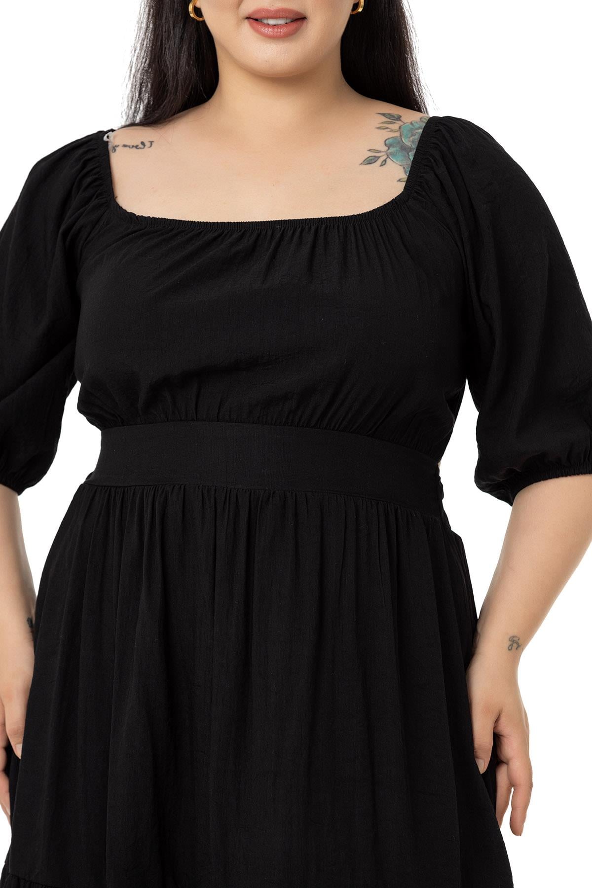 Plus Size Backless Short Black Dress