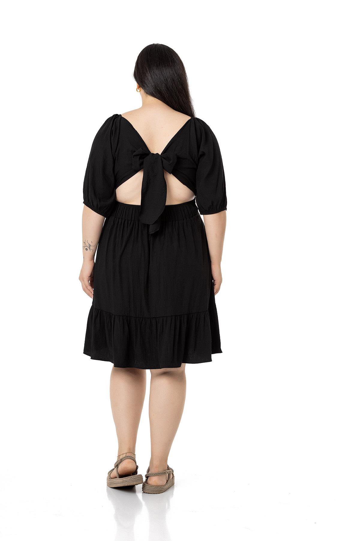 Plus Size Backless Short Black Dress