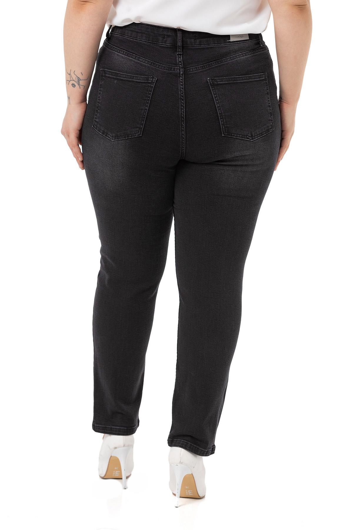 Plus Size High Waist Slim Leg Black Trousers