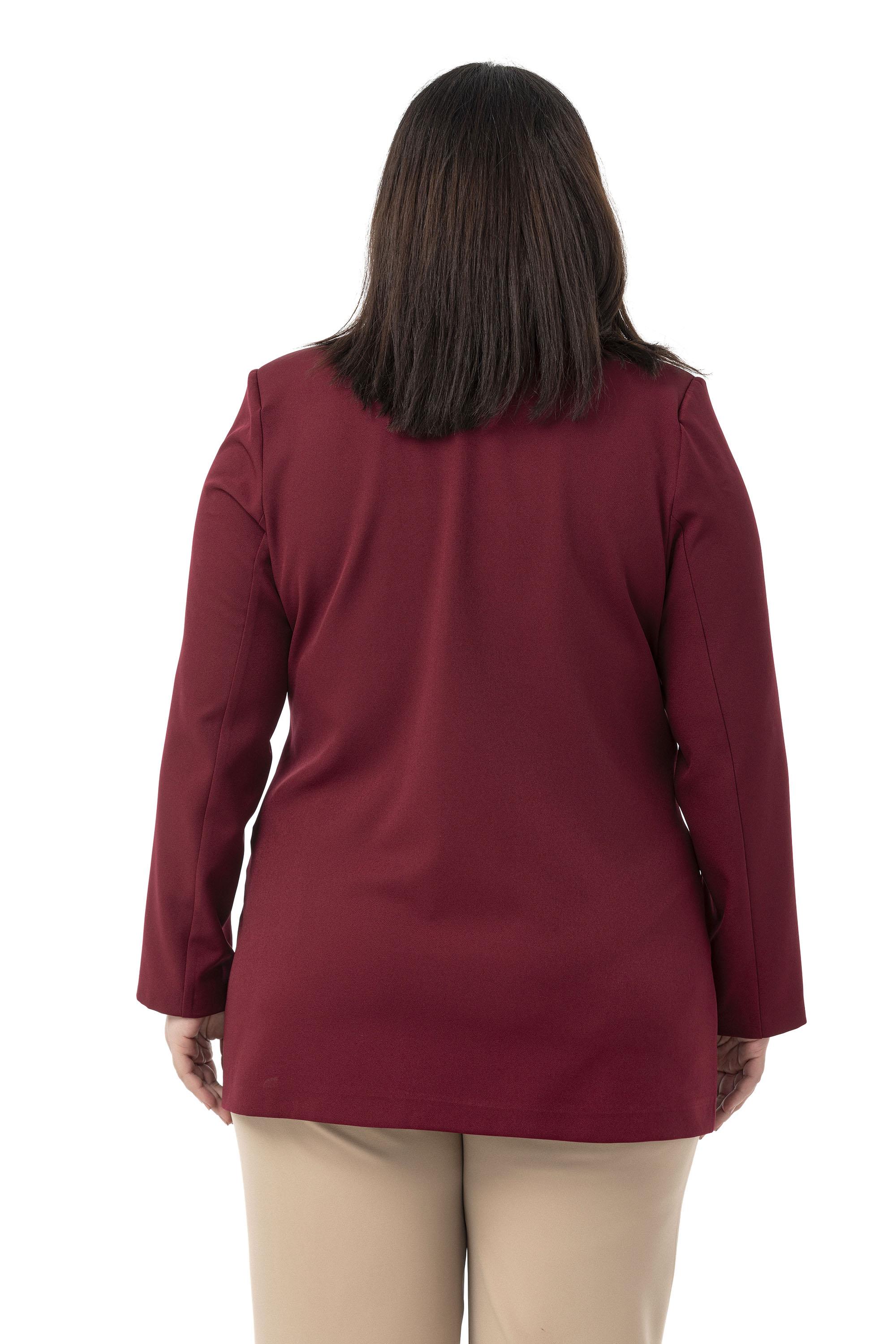 Büyük Beden Kaplama Düğmeli Kruvaze Bordo Astarsız Ceket