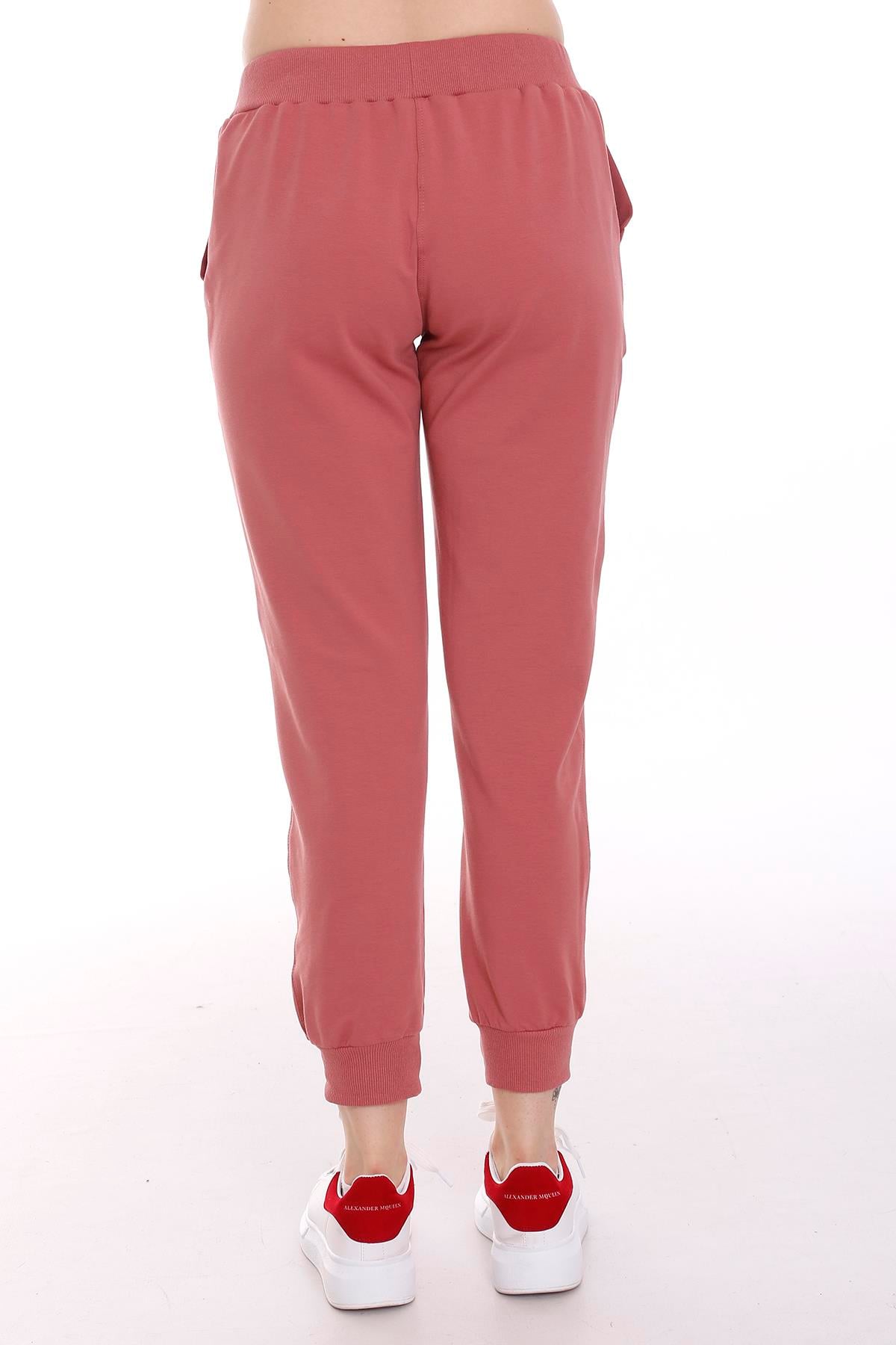 Rose Sweatpants with Elastic Waist and Lace Detail and Front Pocket