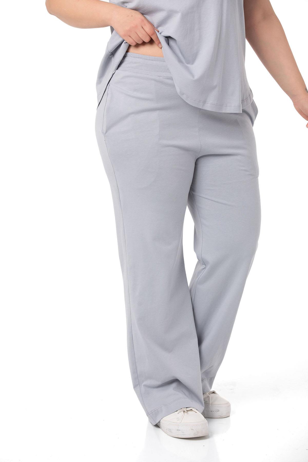 Büyük Beden Penye Açık Gri Eşofman Takımı