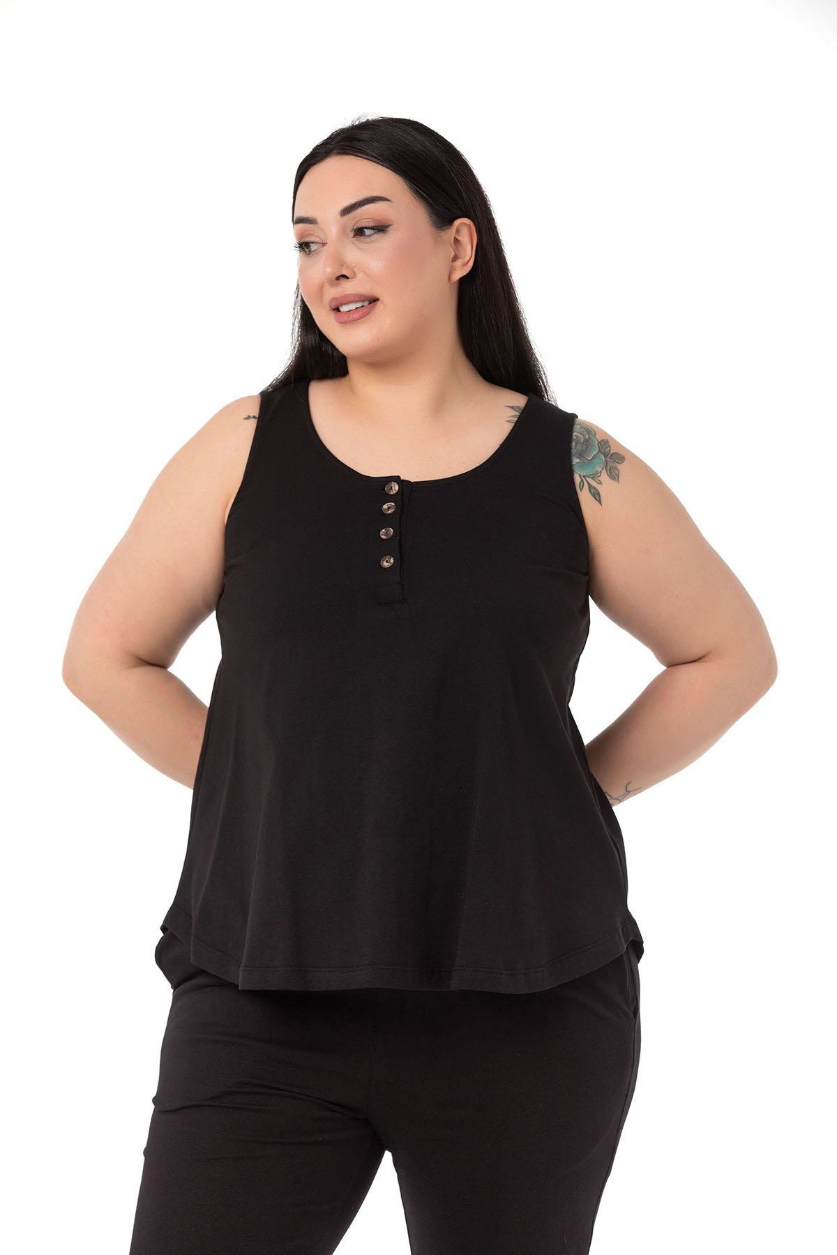 Büyük Beden Penye Siyah Eşofman Takımı