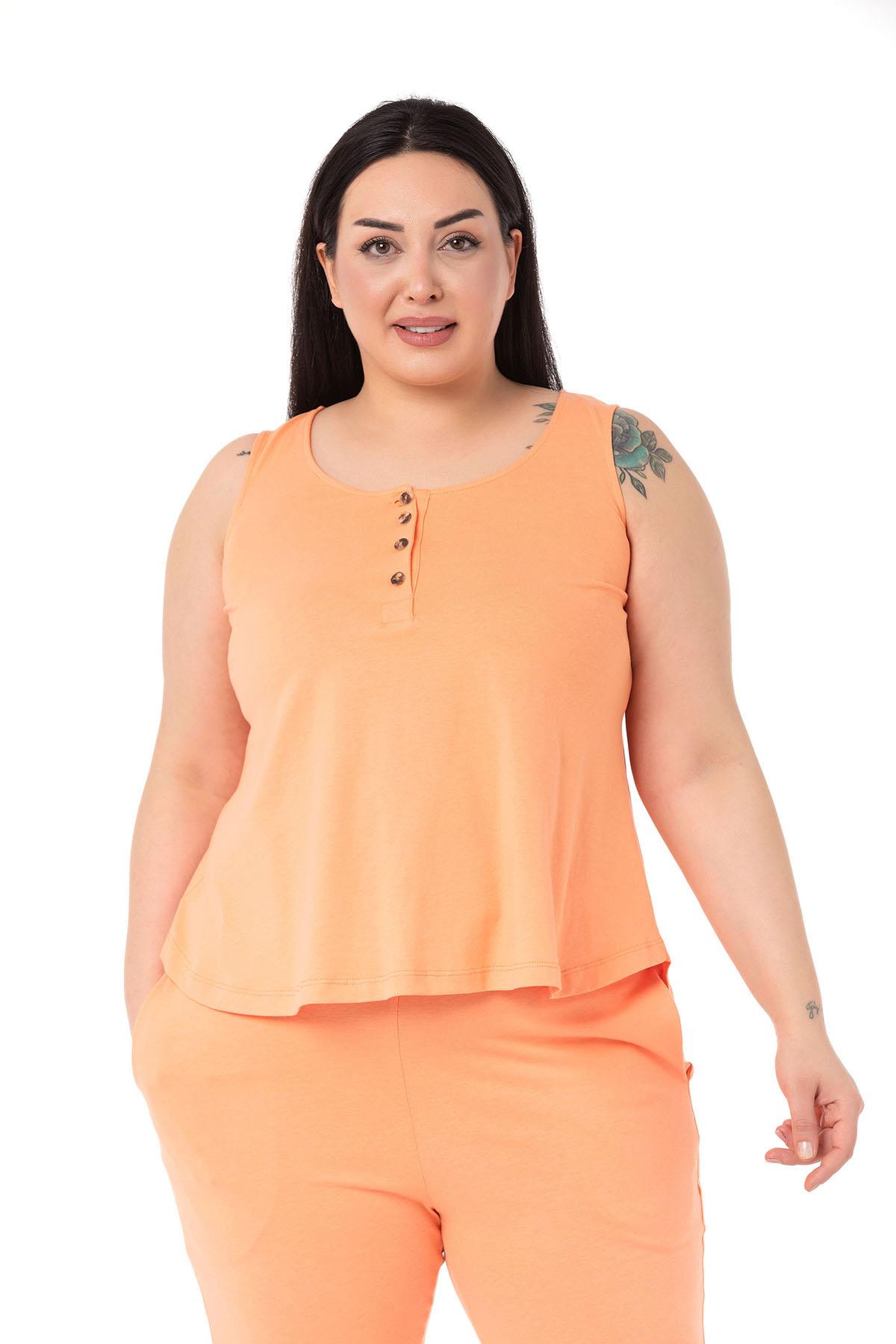 Büyük Beden Penye Somon Eşofman Takımı