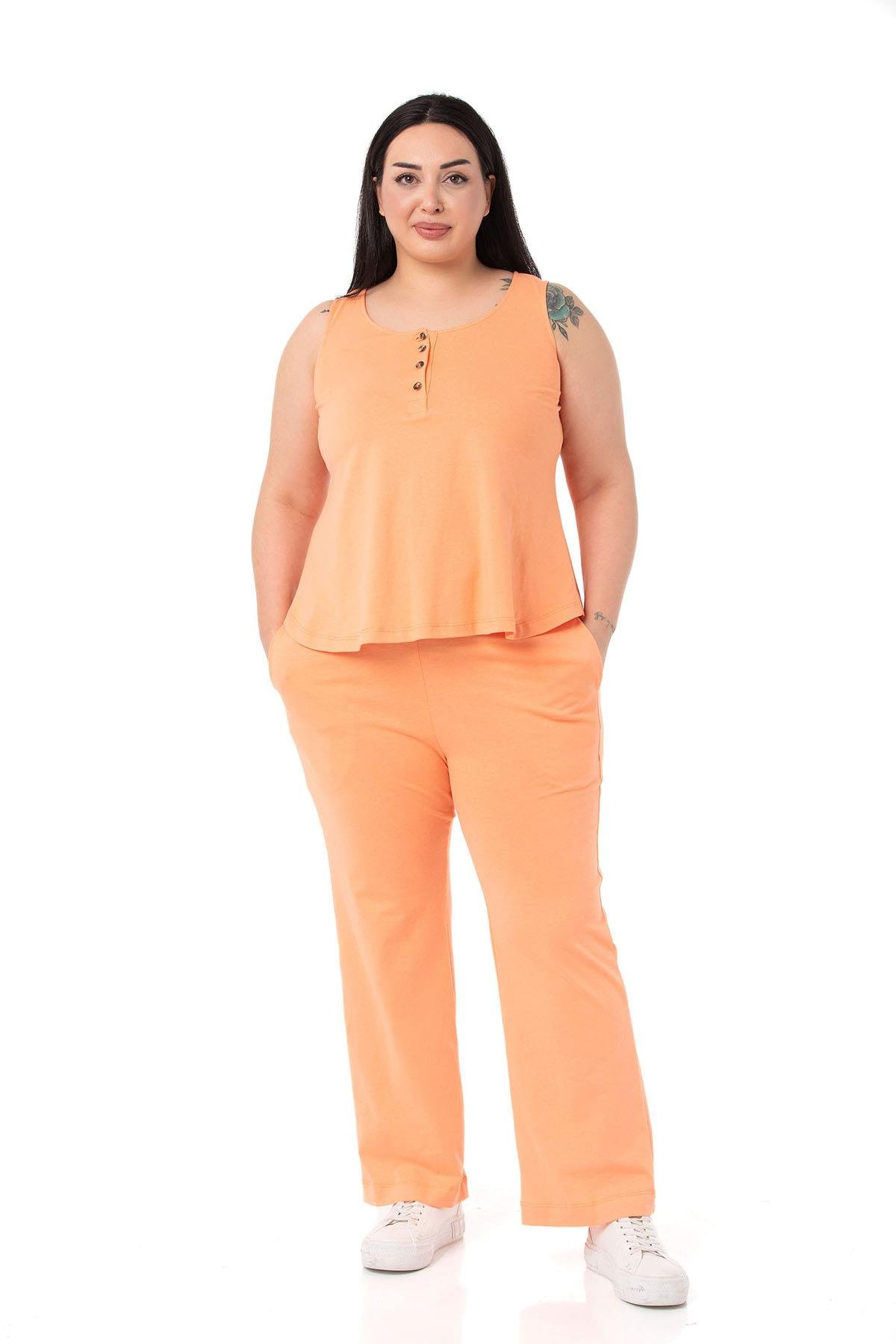 Büyük Beden Penye Somon Eşofman Takımı