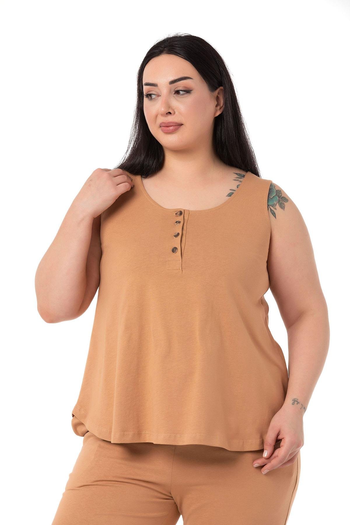 Büyük Beden Penye Vizon Eşofman Takımı