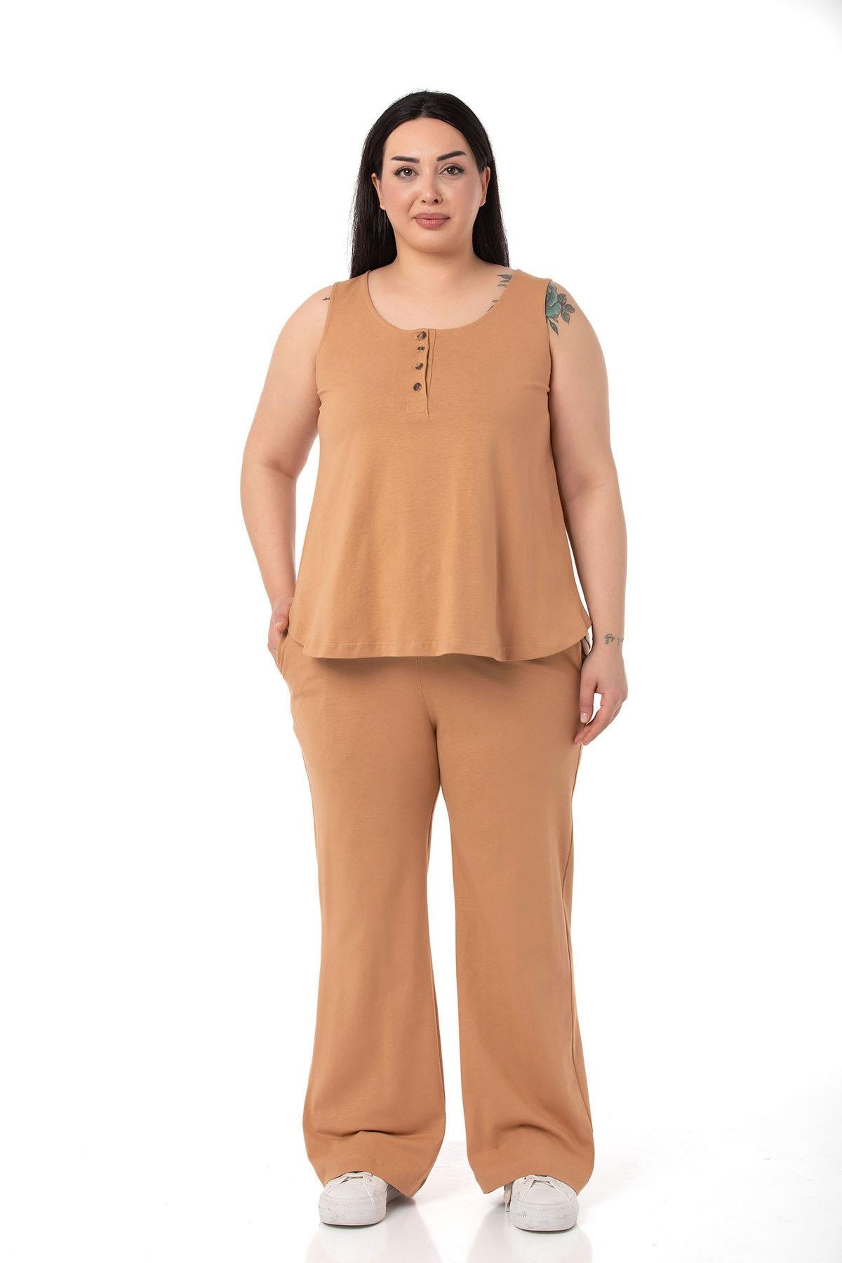 Büyük Beden Penye Vizon Eşofman Takımı