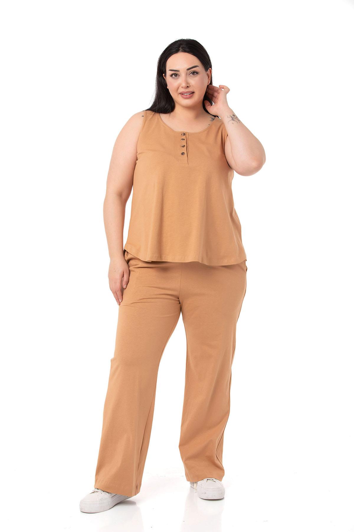 Büyük Beden Penye Vizon Eşofman Takımı