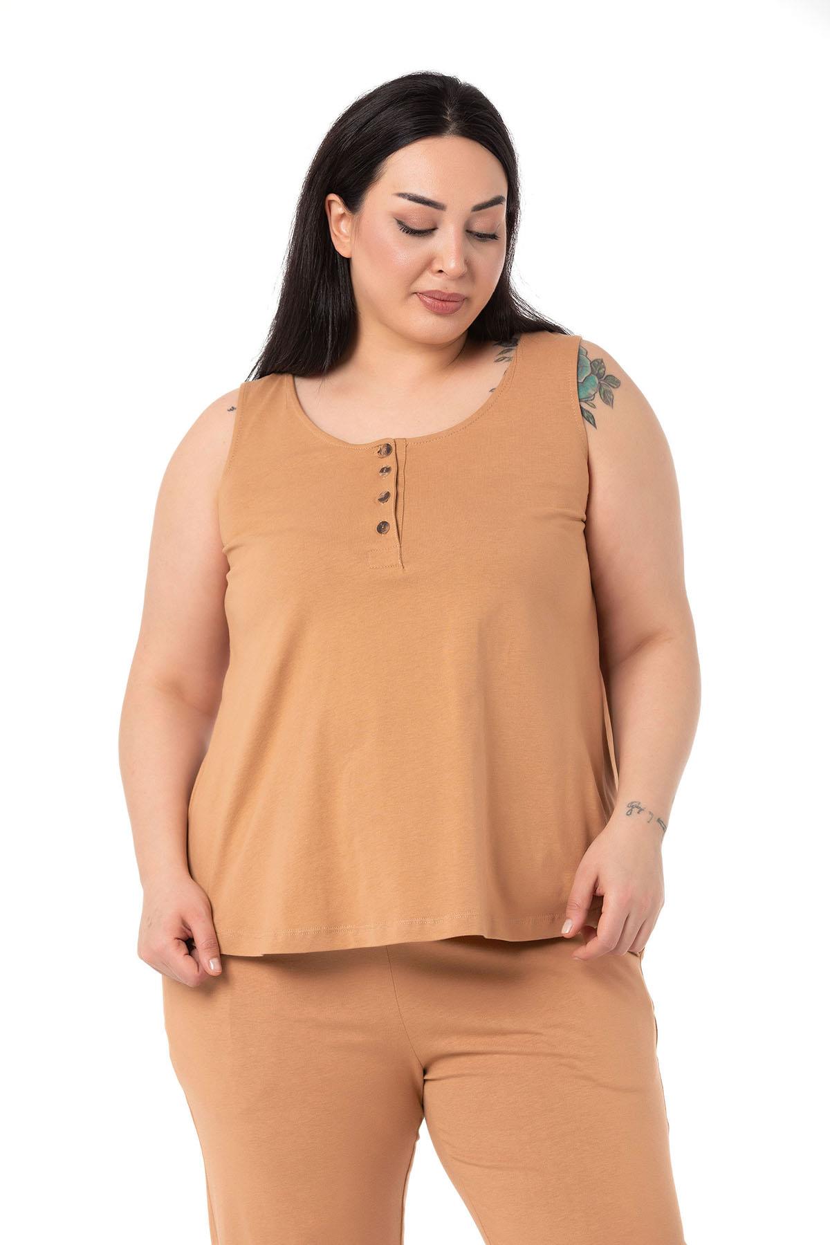 Büyük Beden Penye Vizon Eşofman Takımı