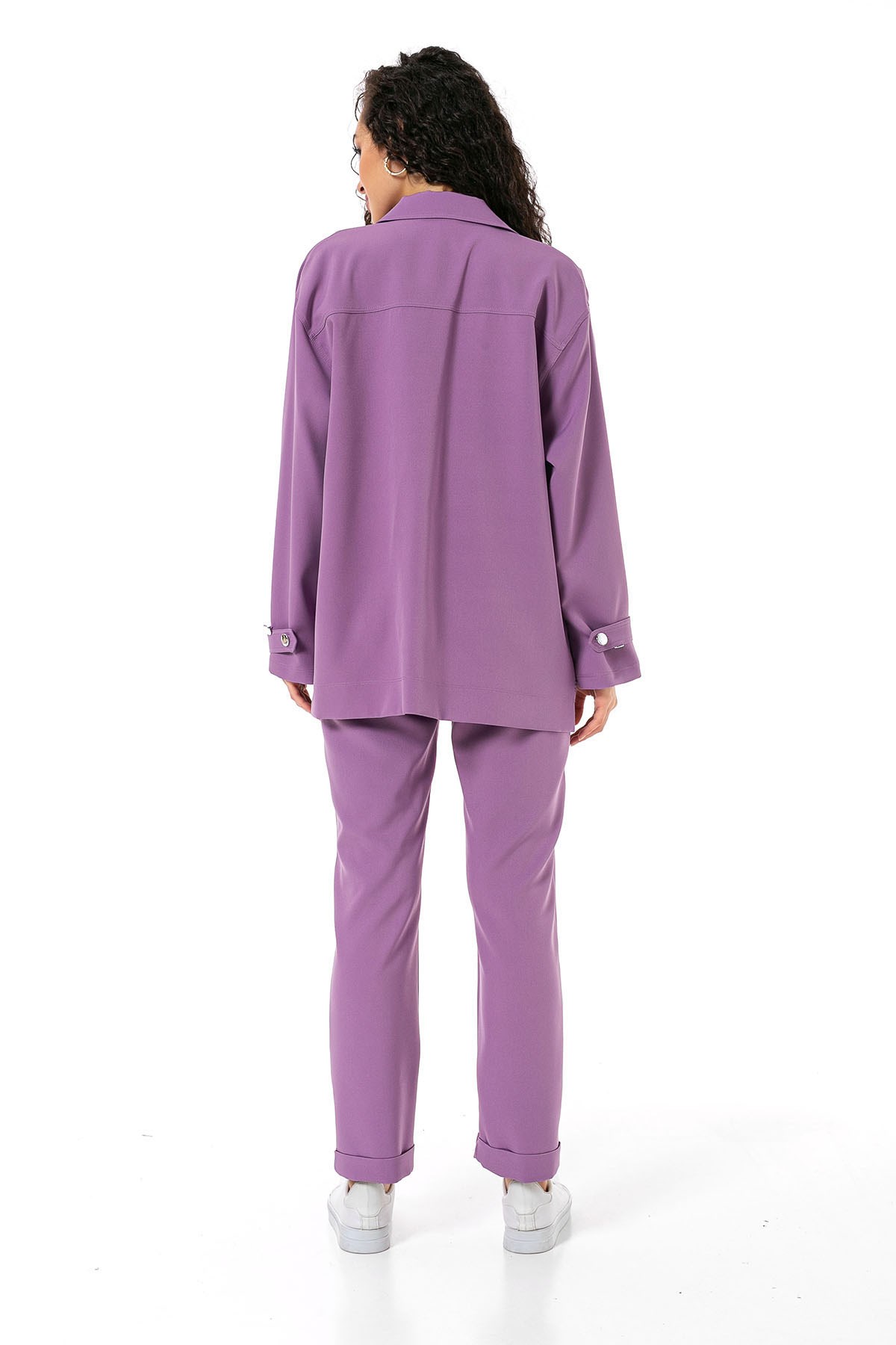Womens Shirt Trousers Lilac Double Set