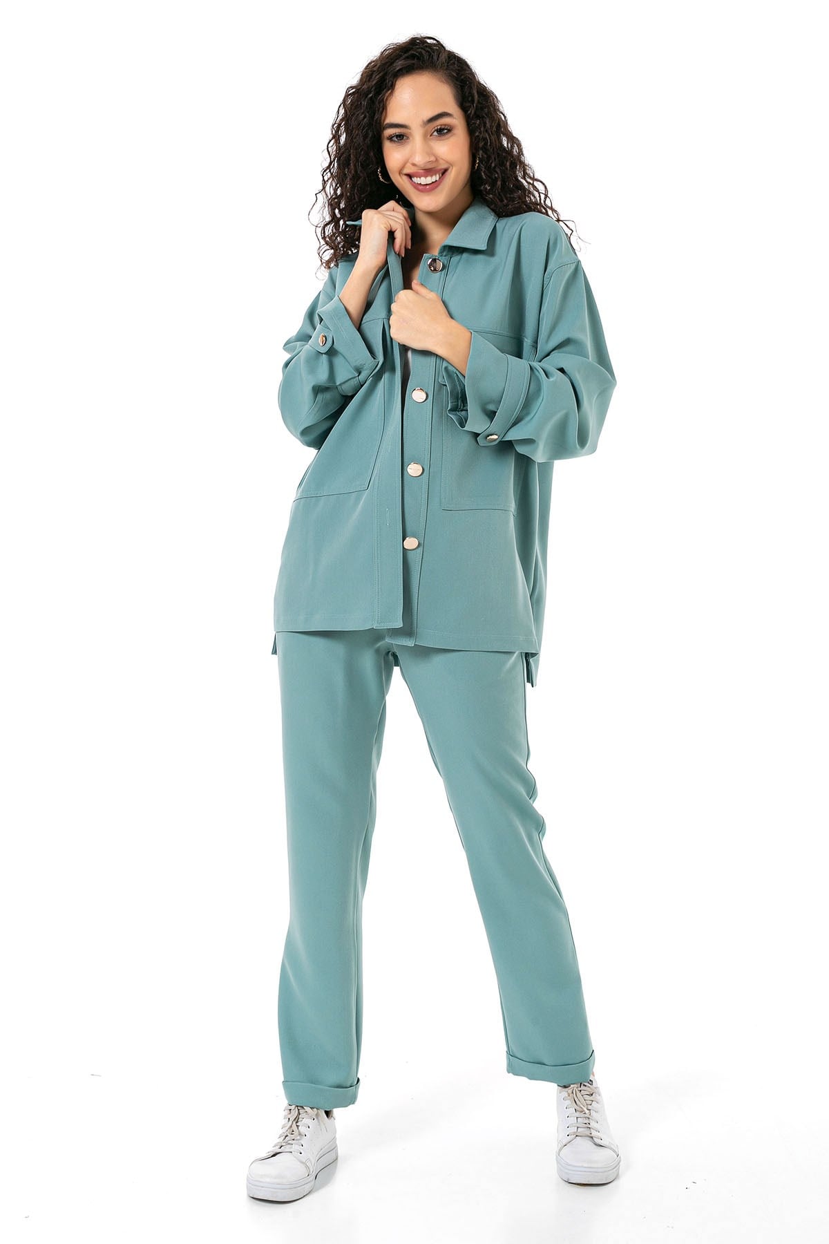Womens Shirt and Trousers Mint Double Set